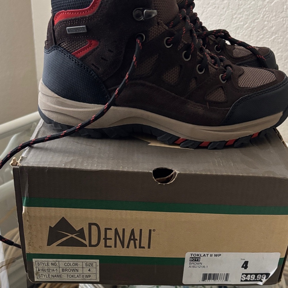 Denali Kids' Brown and Red Hiking Boots